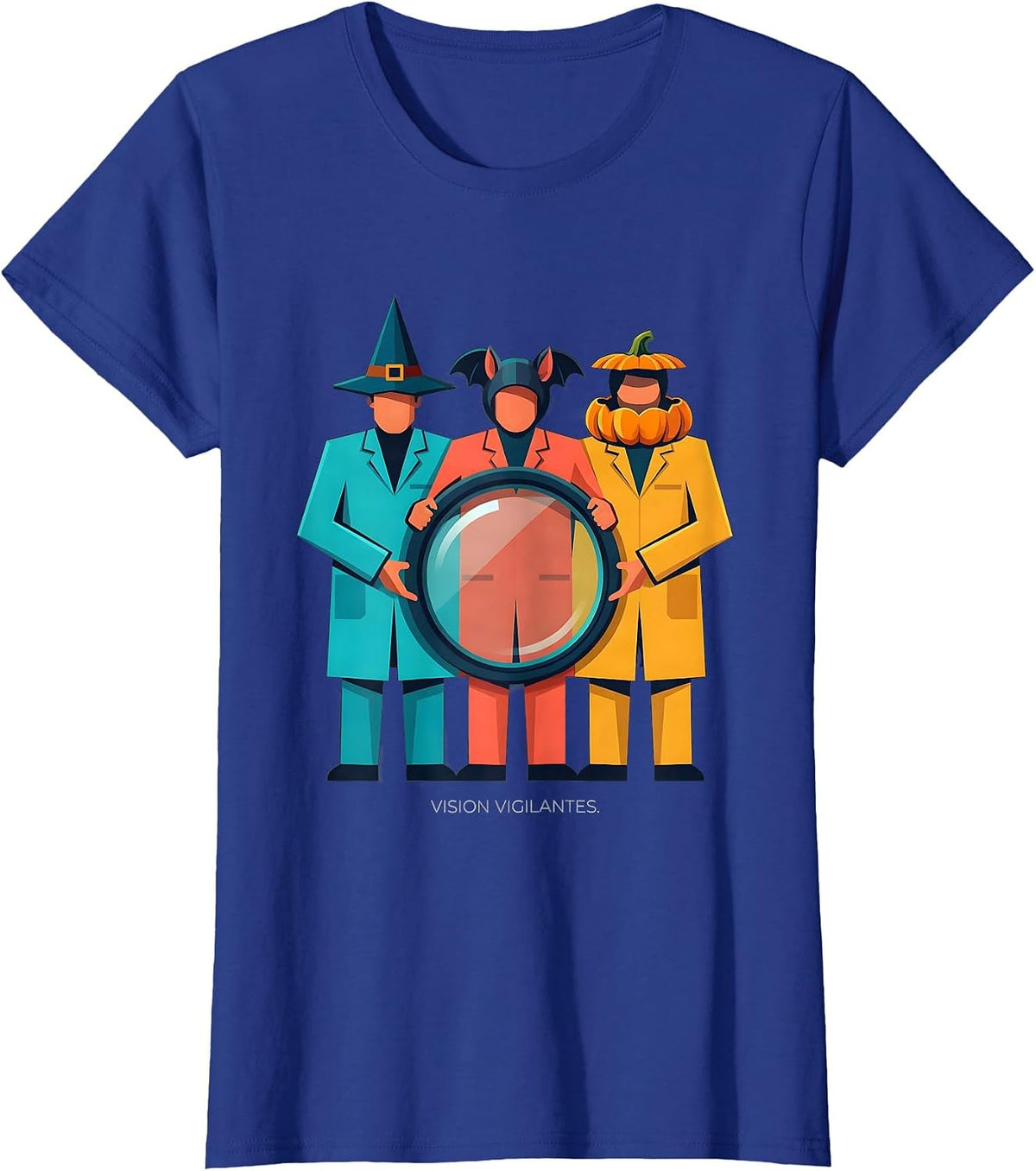 Women's Vision Vigilantes Flat Vector Halloween Optometrist Eye T-Shirt - Royal Blue