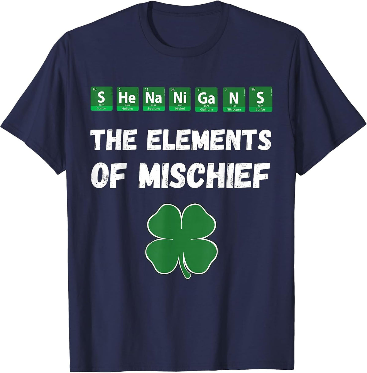 Funny Chemistry Shirt, Shenanigans, Periodic Table Elements T-Shirt - Navy Blue