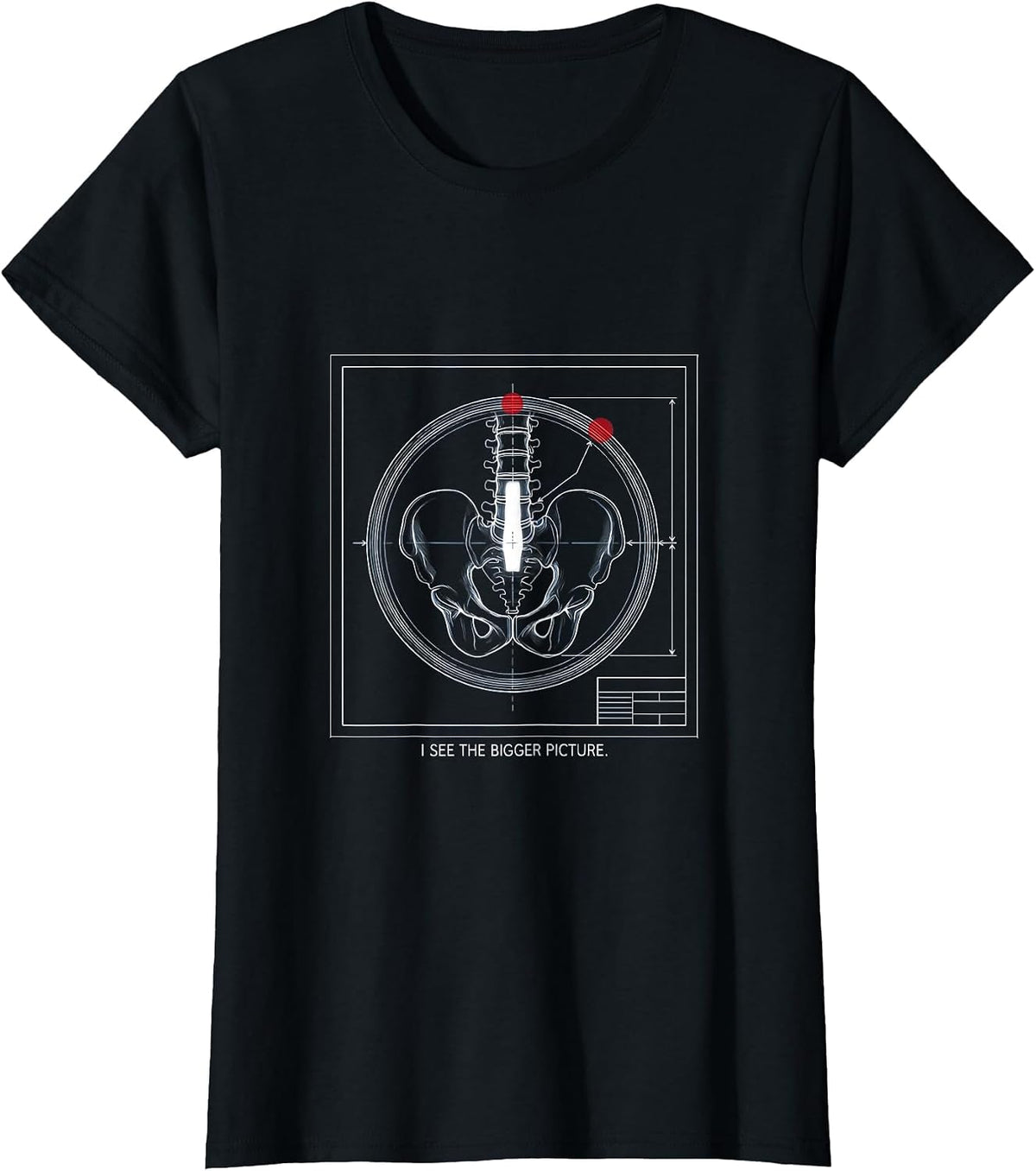 I See The Bigger Picture Technical Blueprint Radiology Tech T-Shirt - Black