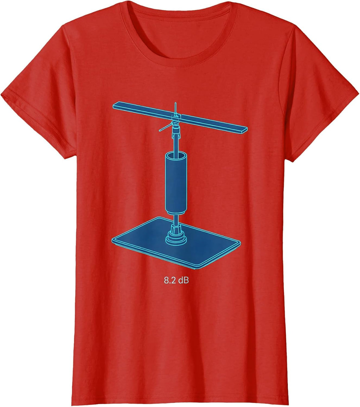 8.2 dB Exploded Antenna Ham Radio Operator Nerdy Humor T-Shirt - Red