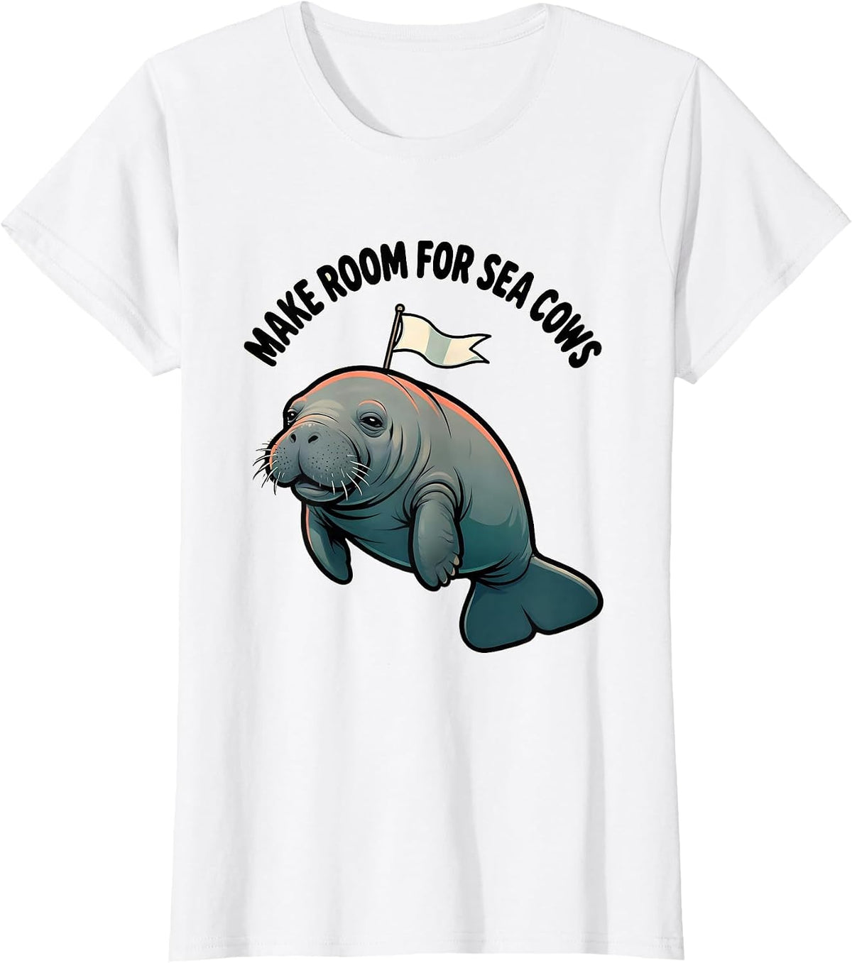 Make Room For Sea Cows Cartoon Manatee Sea Animal Lover T-Shirt - White