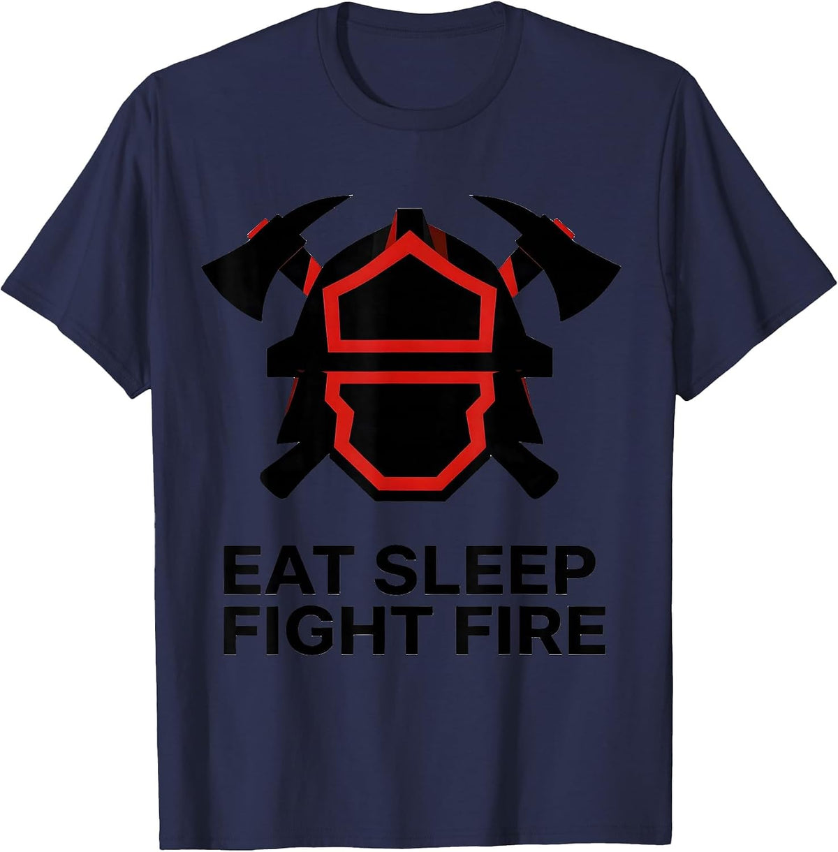 Men's Eat Sleep Fight Fire Firefighter Design T-Shirt - Navy Blue