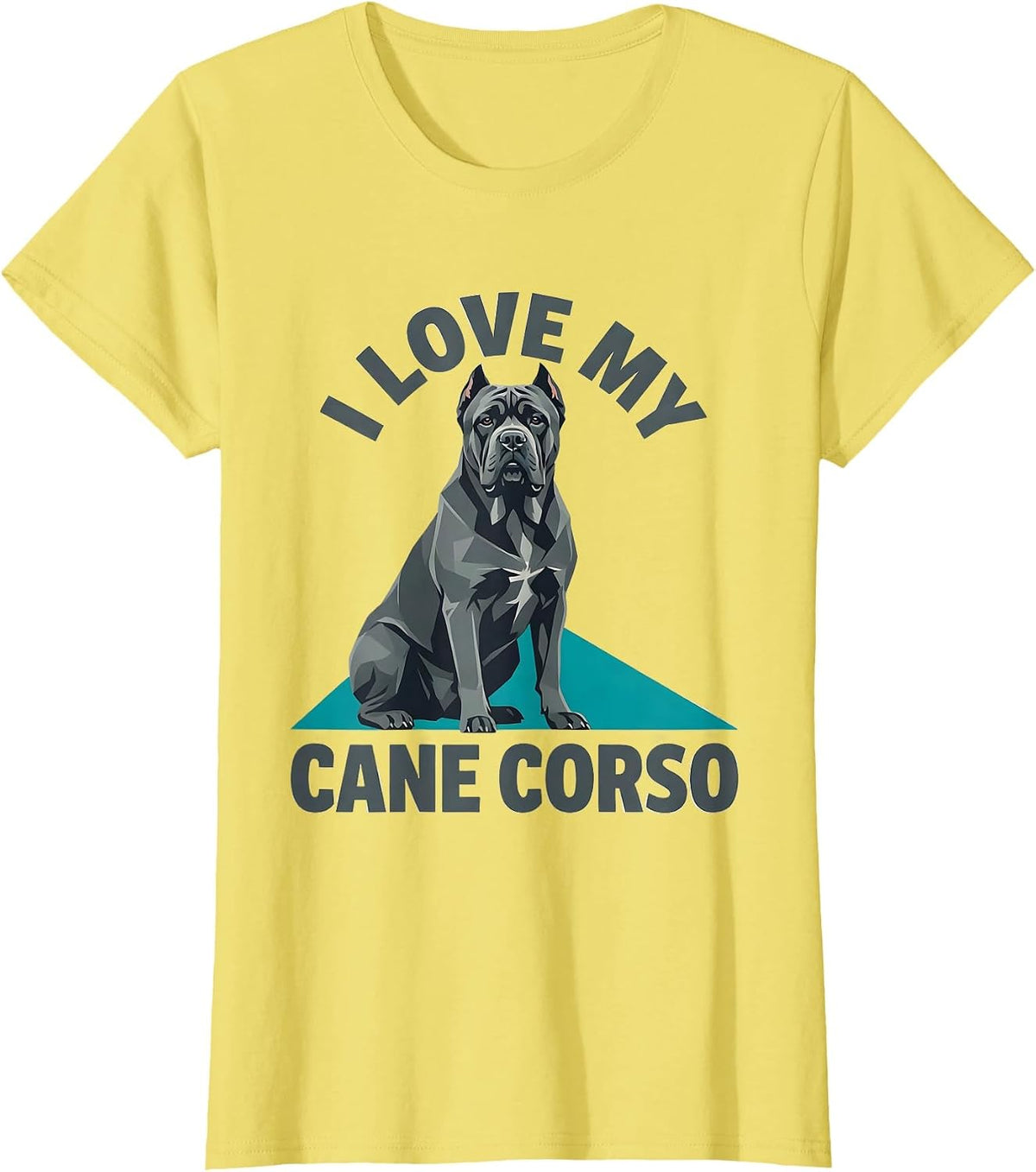 I Love My Cane Corso Flat Vector Dog Lover Pet Owner Pride T-Shirt - Lemon Yellow