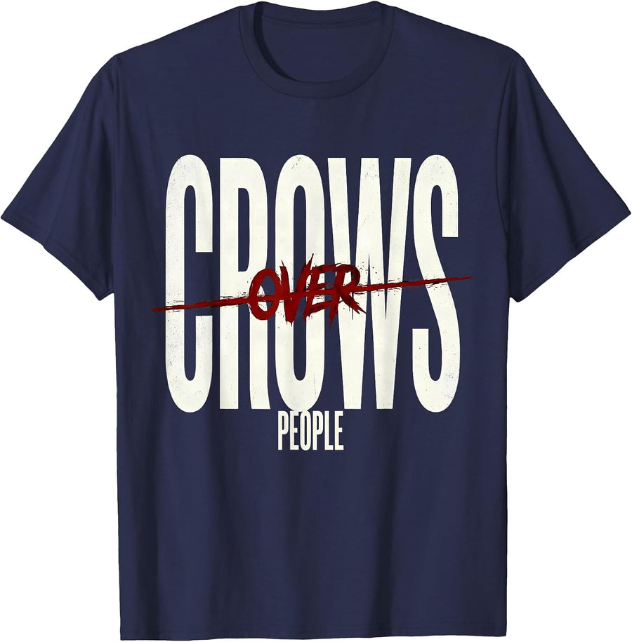 Crows Over People Dark Bird Lover Design T-Shirt - Navy Blue