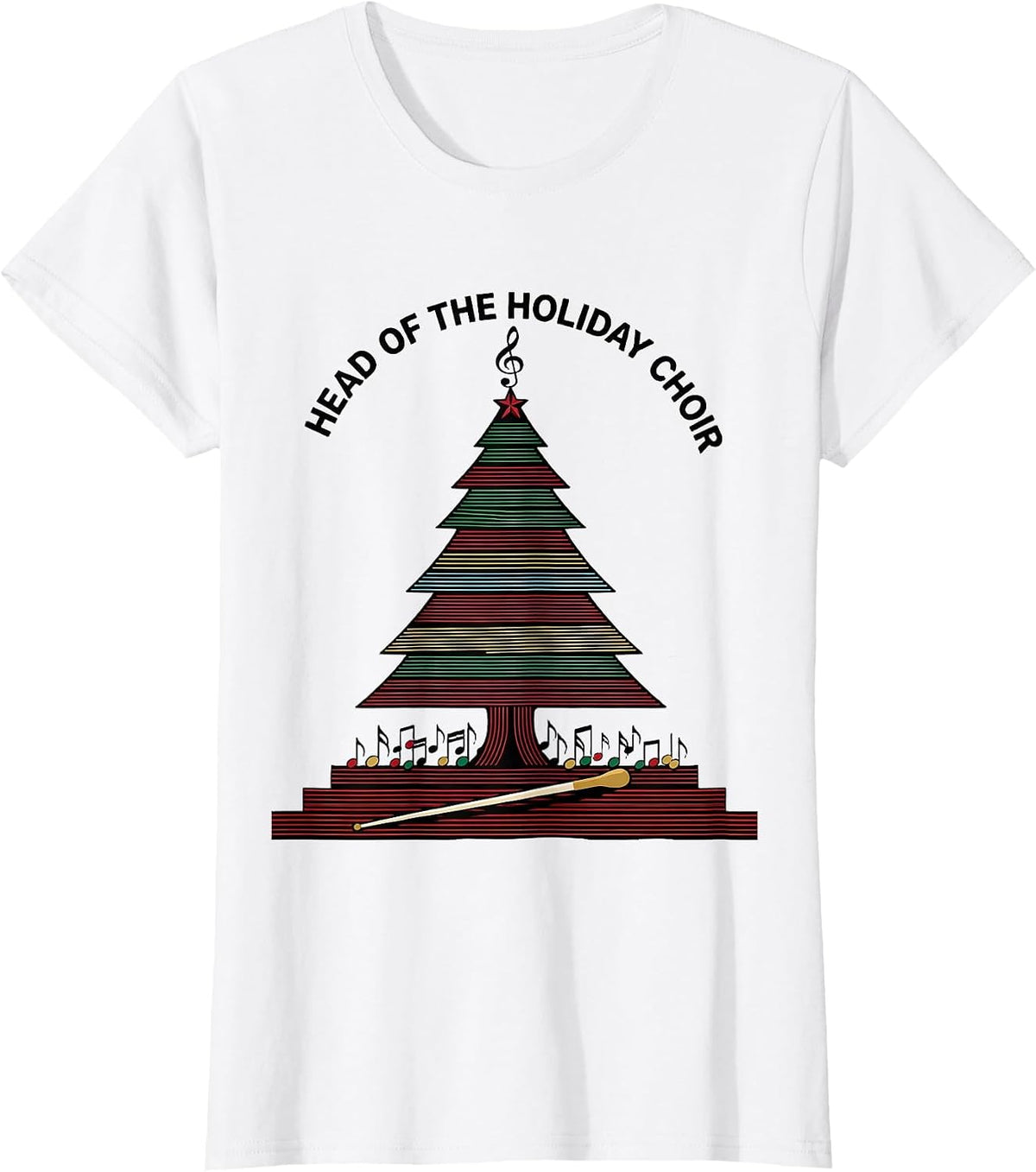 Head Of The Holiday Choir Colorful Music Teacher Christmas T-Shirt - White