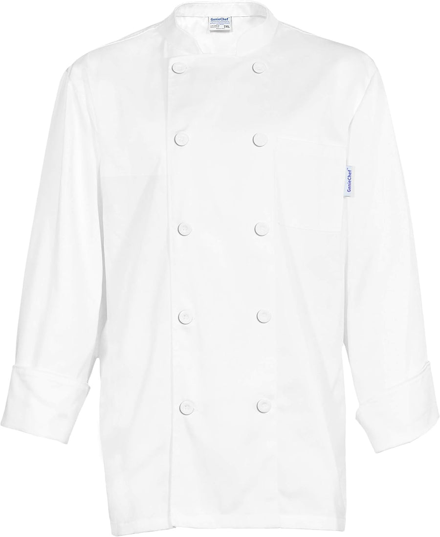 Men's Long Sleeve Classic Chef Coat - White