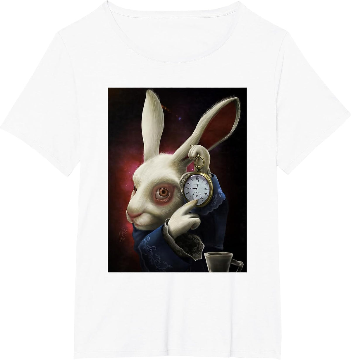 White Rabbit Pointing At Clock Meme T-Shirt - White