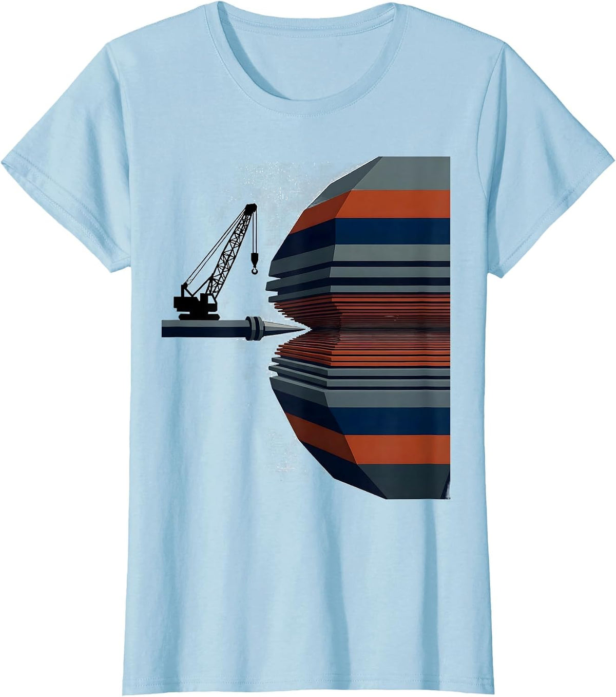 Women's Drill Derrick Geometric American Flag Patriotic Pride T-Shirt - Baby Blue