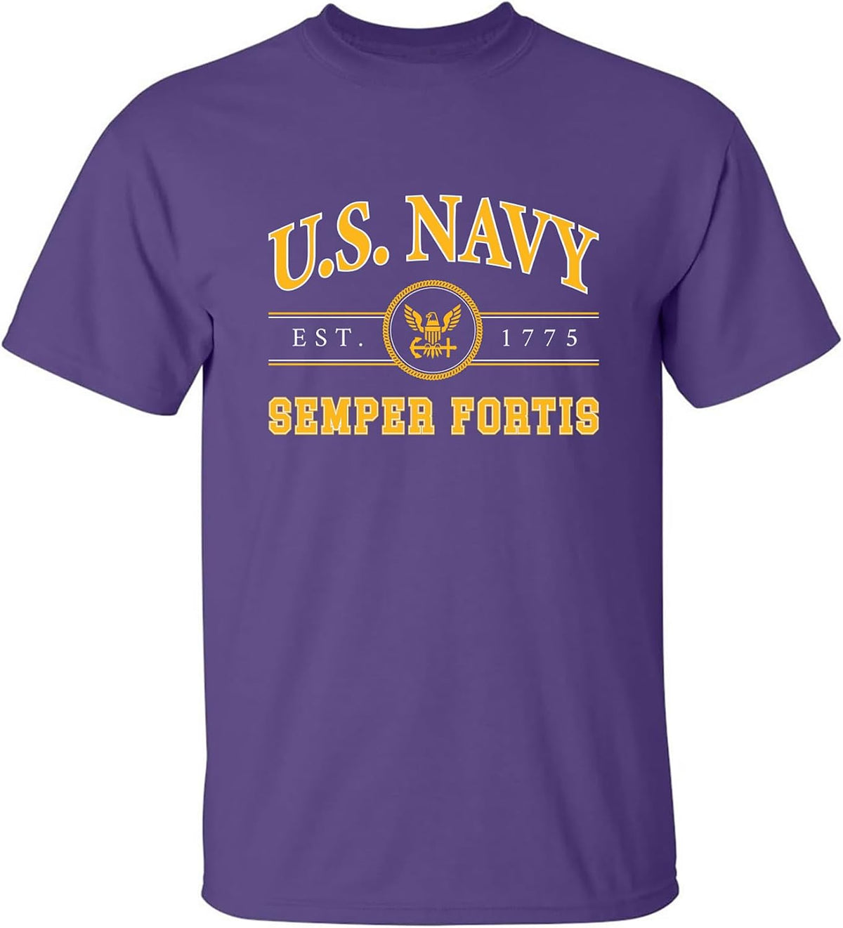 zerogravitee U.S. Navy Est.1775 Semper Fortis Adult Short Sleeve T-Shirt - Purple