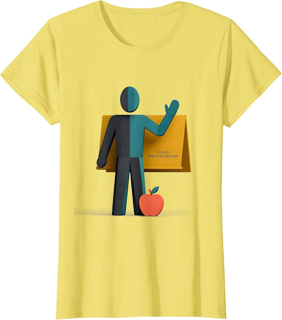 Women's I'm Your Preschool Teacher Vintage Preschool Teacher Sub T-Shirt - Lemon Yellow