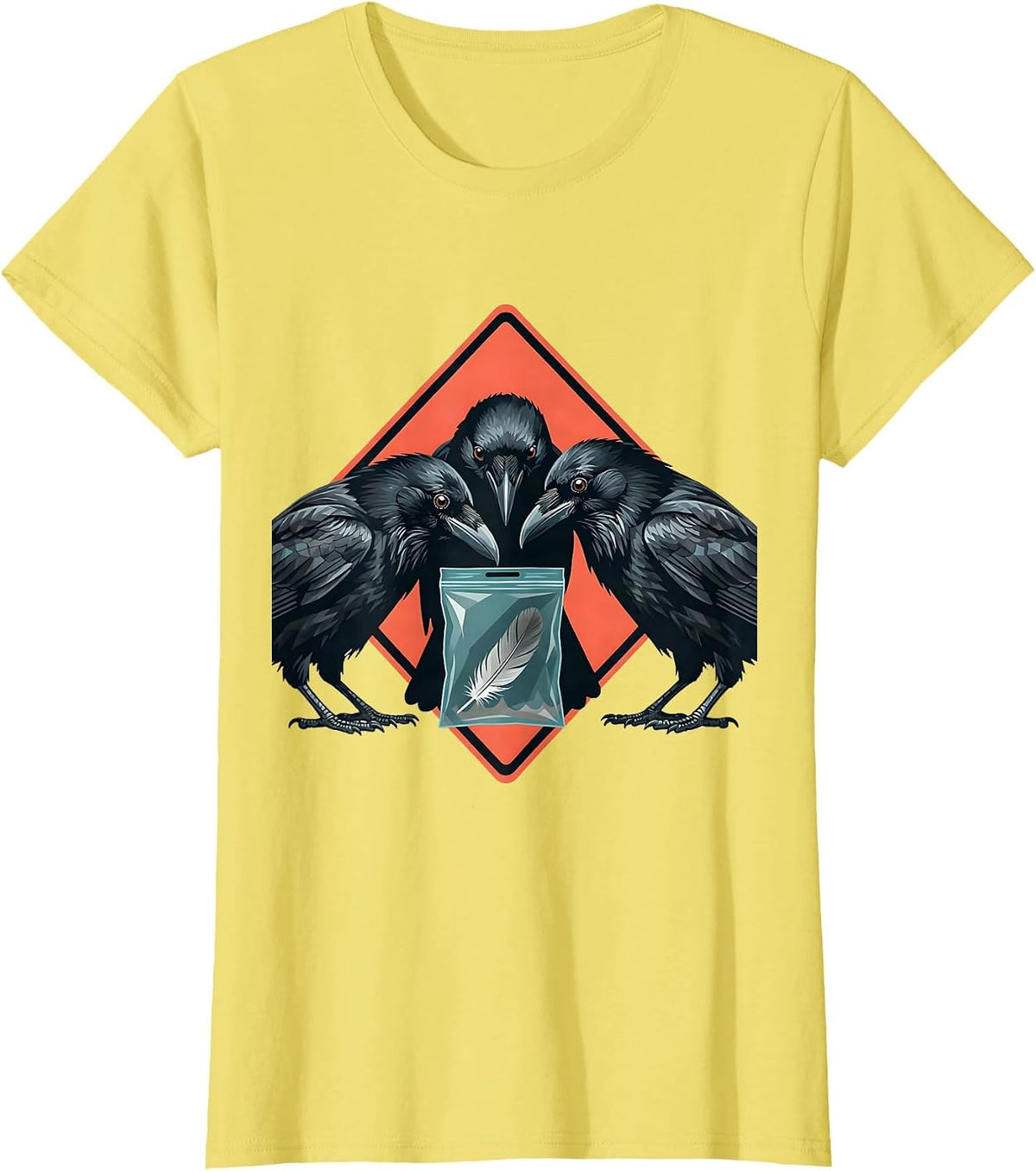Angular Crows Murder Dark Humor Gothic Bird Lover T-Shirt - Lemon Yellow