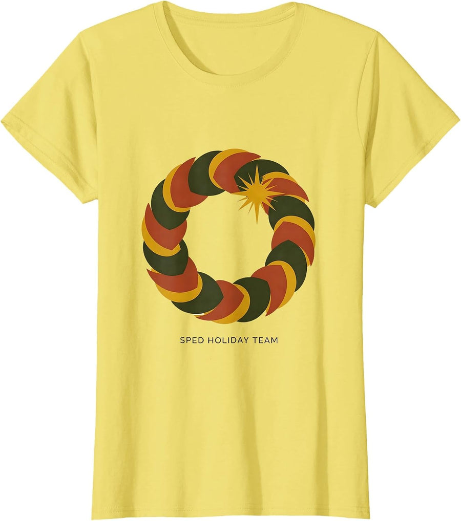 Women's SPED Holiday Team Midcentury Modern Christmas Special Ed T-Shirt - Lemon Yellow
