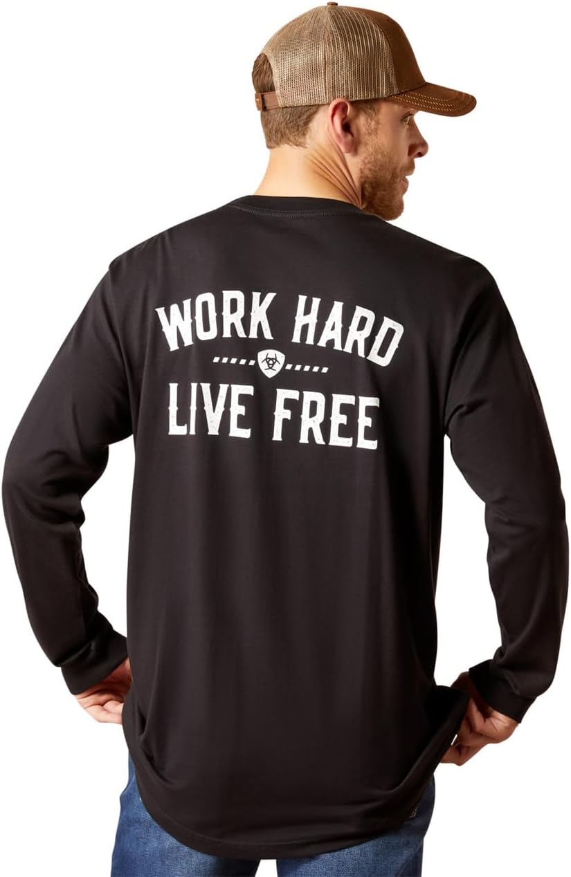 ARIAT Men's Rebar Cotton Strong WHLF T-Shirt, Black, Small - As Pictured