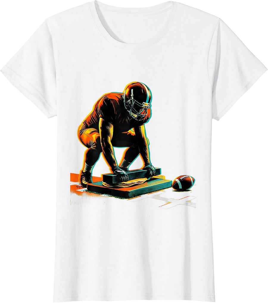 Women's Lineman Press Flat Pad Football Humor T-Shirt - White