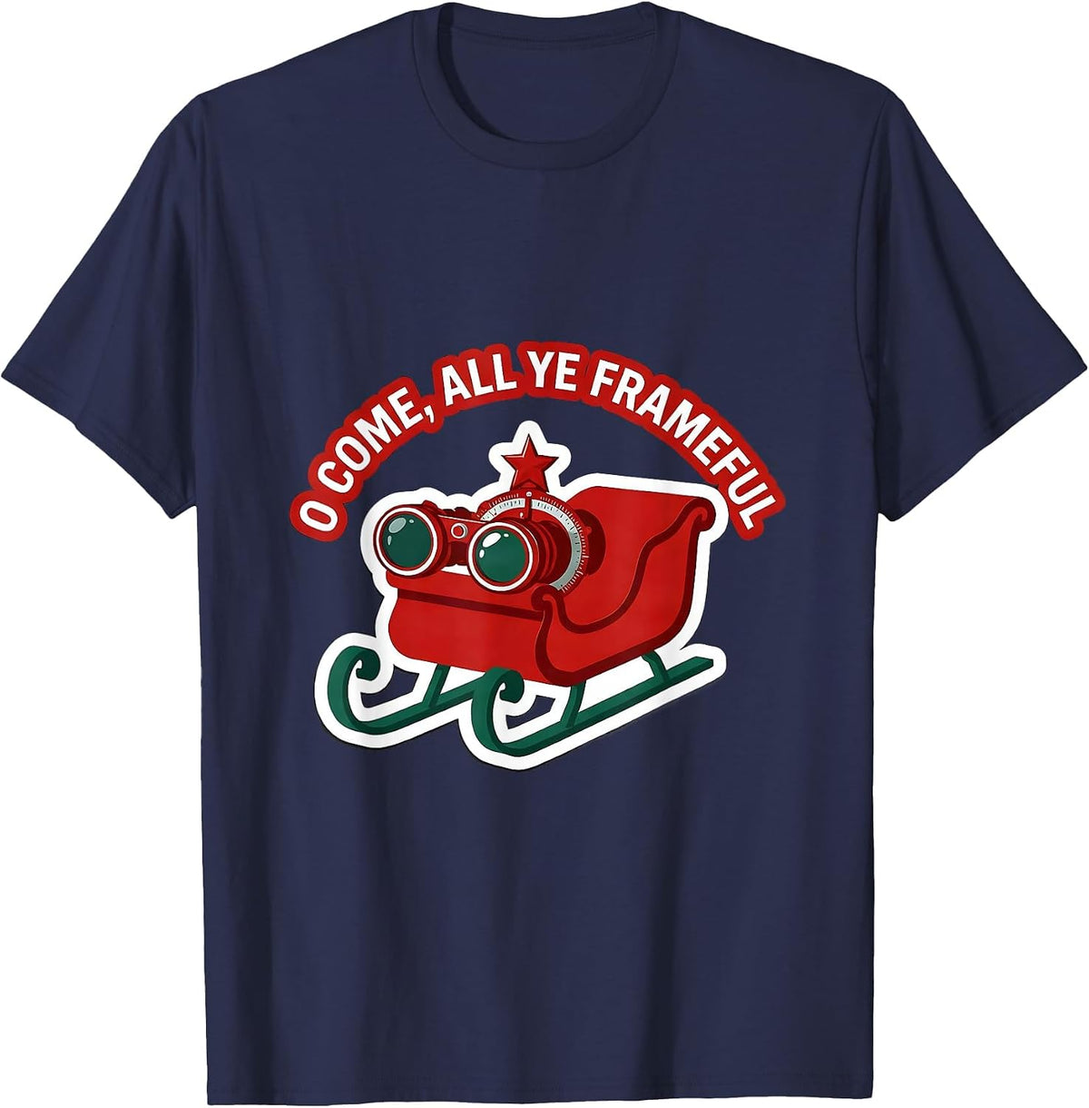 Men's O Come, All Ye Frameful Funny Optometrist Christmas Clinic T-Shirt - Navy Blue