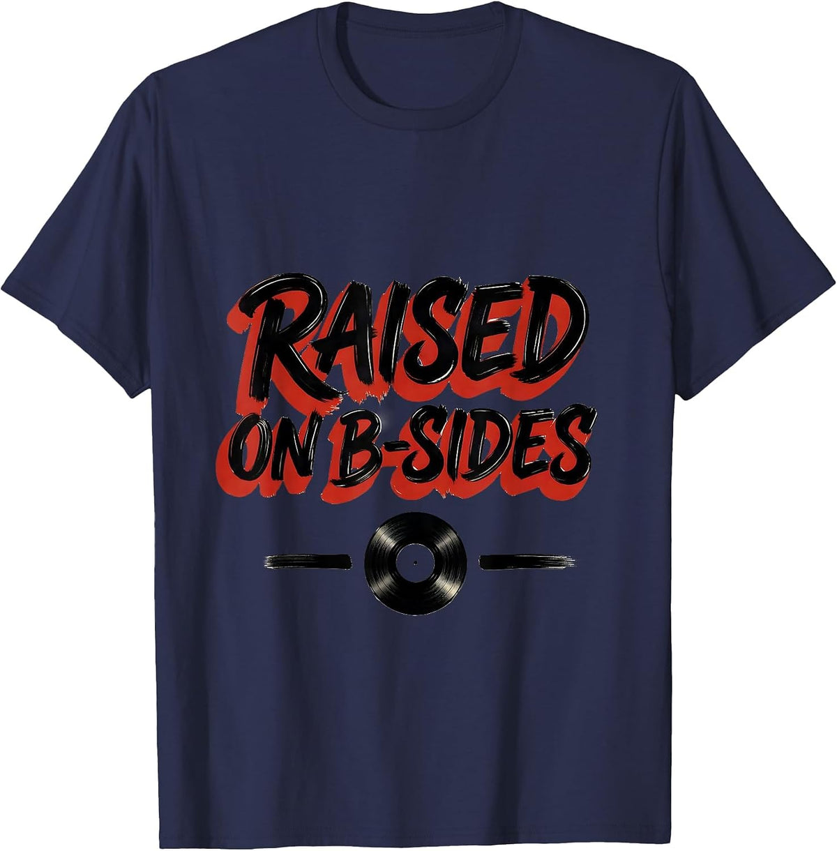 Men's Raised On B-Sides Vintage 90s Hip-Hop Rap Lyric Nostalgia T-Shirt - Navy Blue