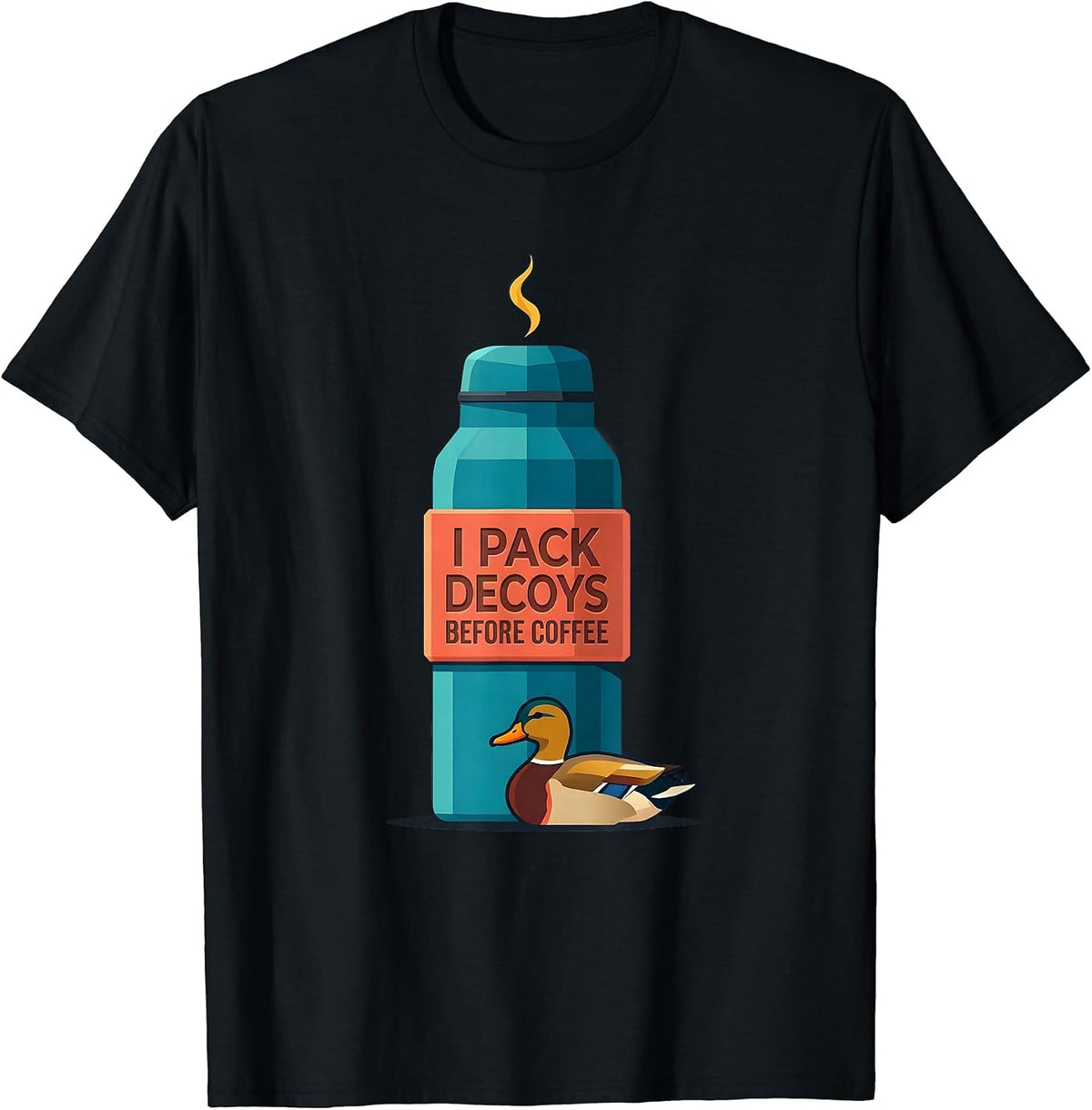 Men's I Pack Decoys Before Coffee Funny Duck Hunter Camo Gift T-Shirt - Black