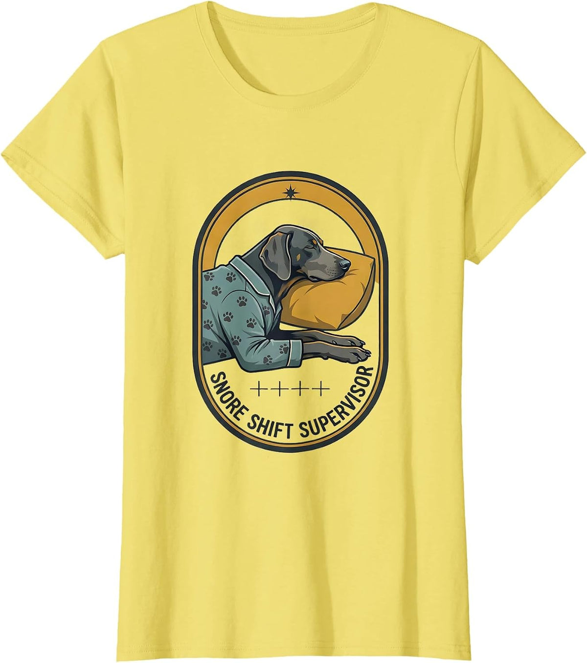Women's Snore Shift Supervisor Funny Sleepy Weimaraner Pajama Men T-Shirt - Lemon Yellow