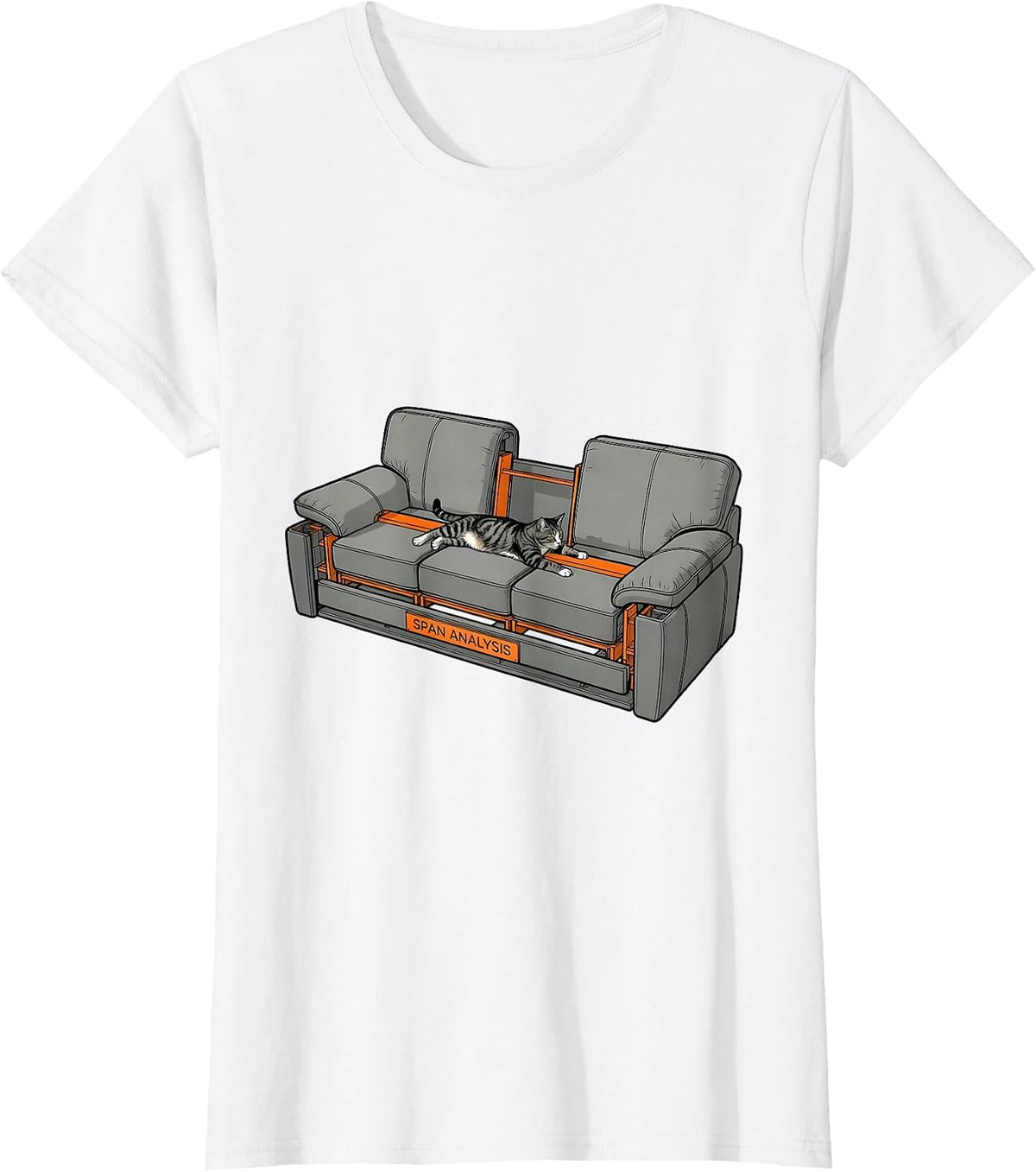 Span Analysis Funny Cat Physics Humor Design Cat Science T-Shirt - White