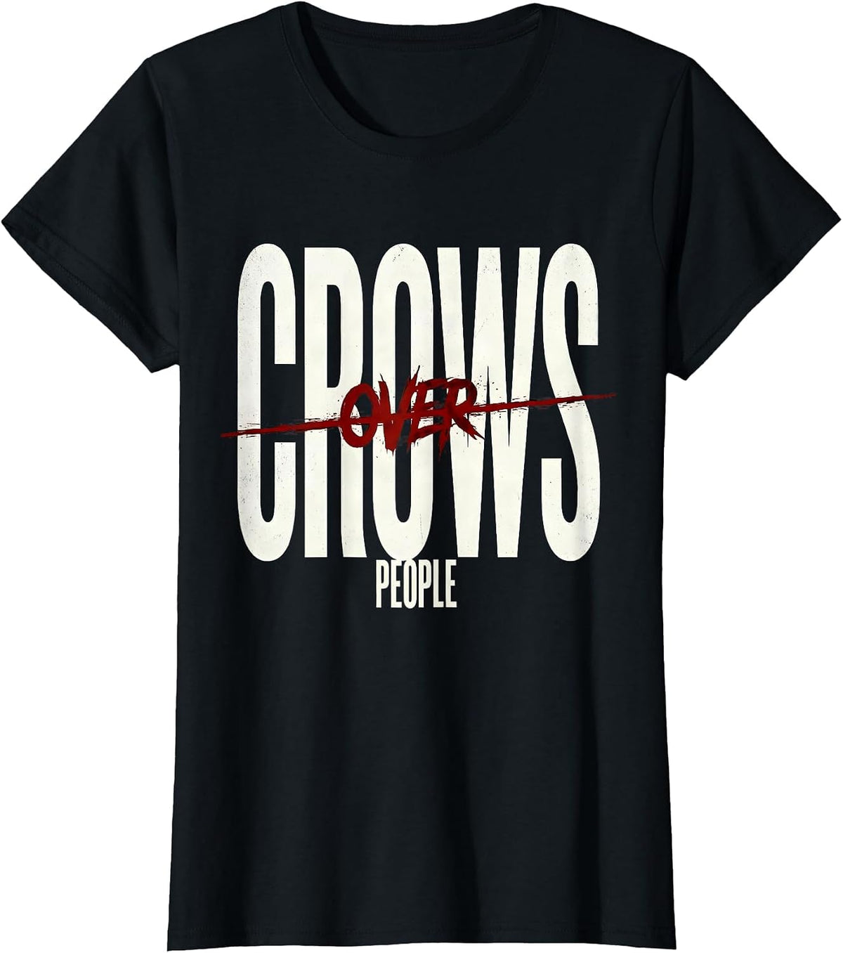 Crows Over People Dark Bird Lover Design T-Shirt - Black