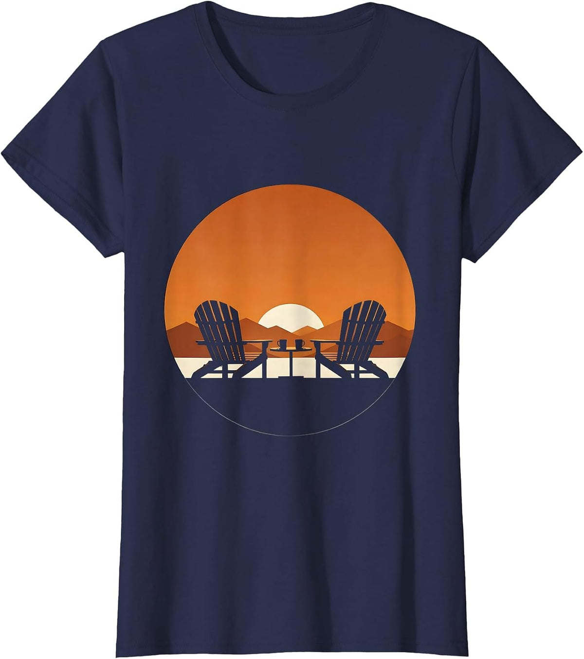 Women's School Counselor Two Chairs Coffee Illustration T-Shirt - Navy Blue