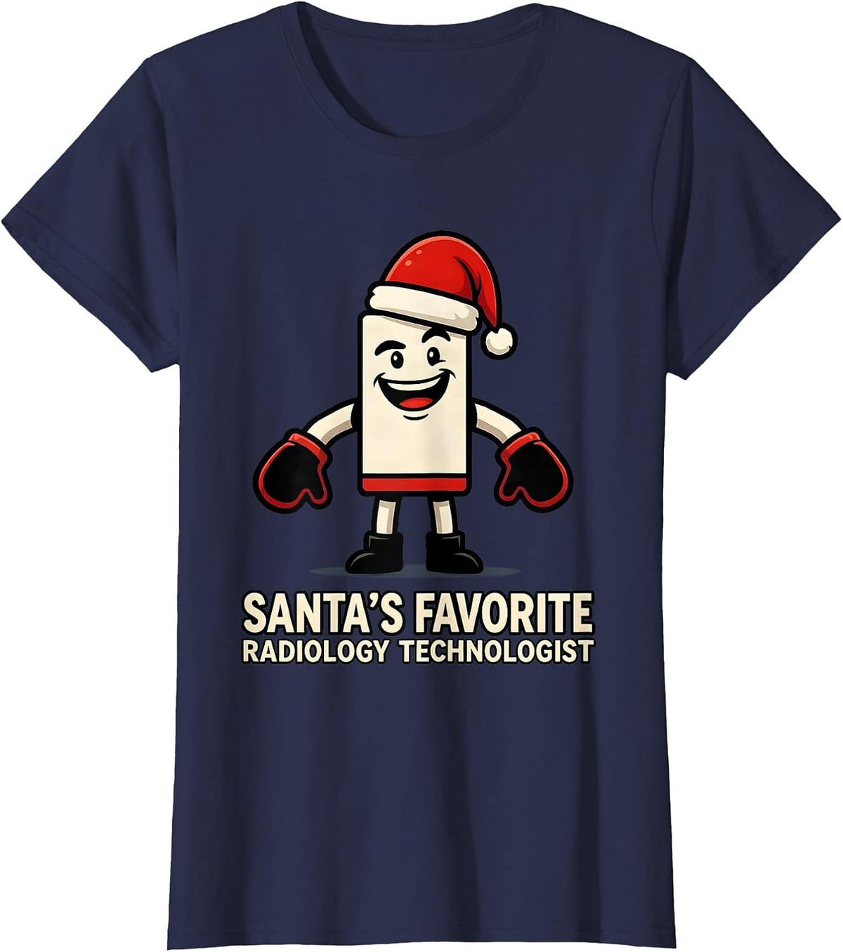 Women's Santa's Favorite Radiology Technologist Funny T-Shirt - Navy Blue