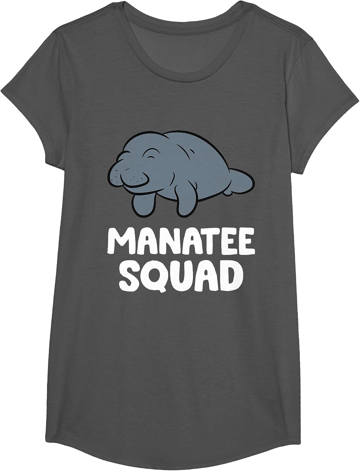 Manatee Squad Team Manatee T-Shirt - Girls Asphalt Grey