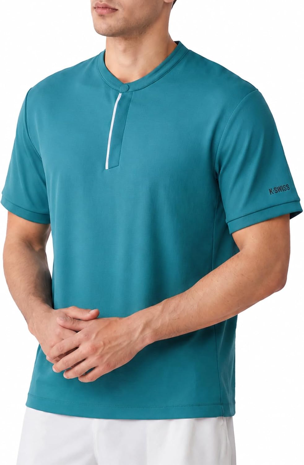 K-Swiss Men's Tennis Henley Shirt Pickleball Tshirts - Green