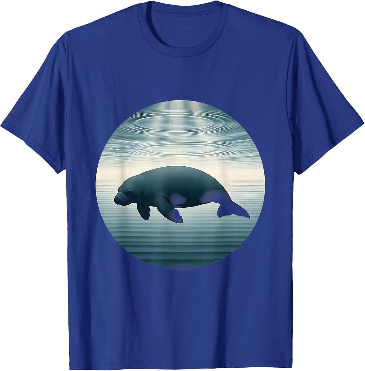 Gulf of America Manatee Underwater Art Design T-Shirt - Royal Blue