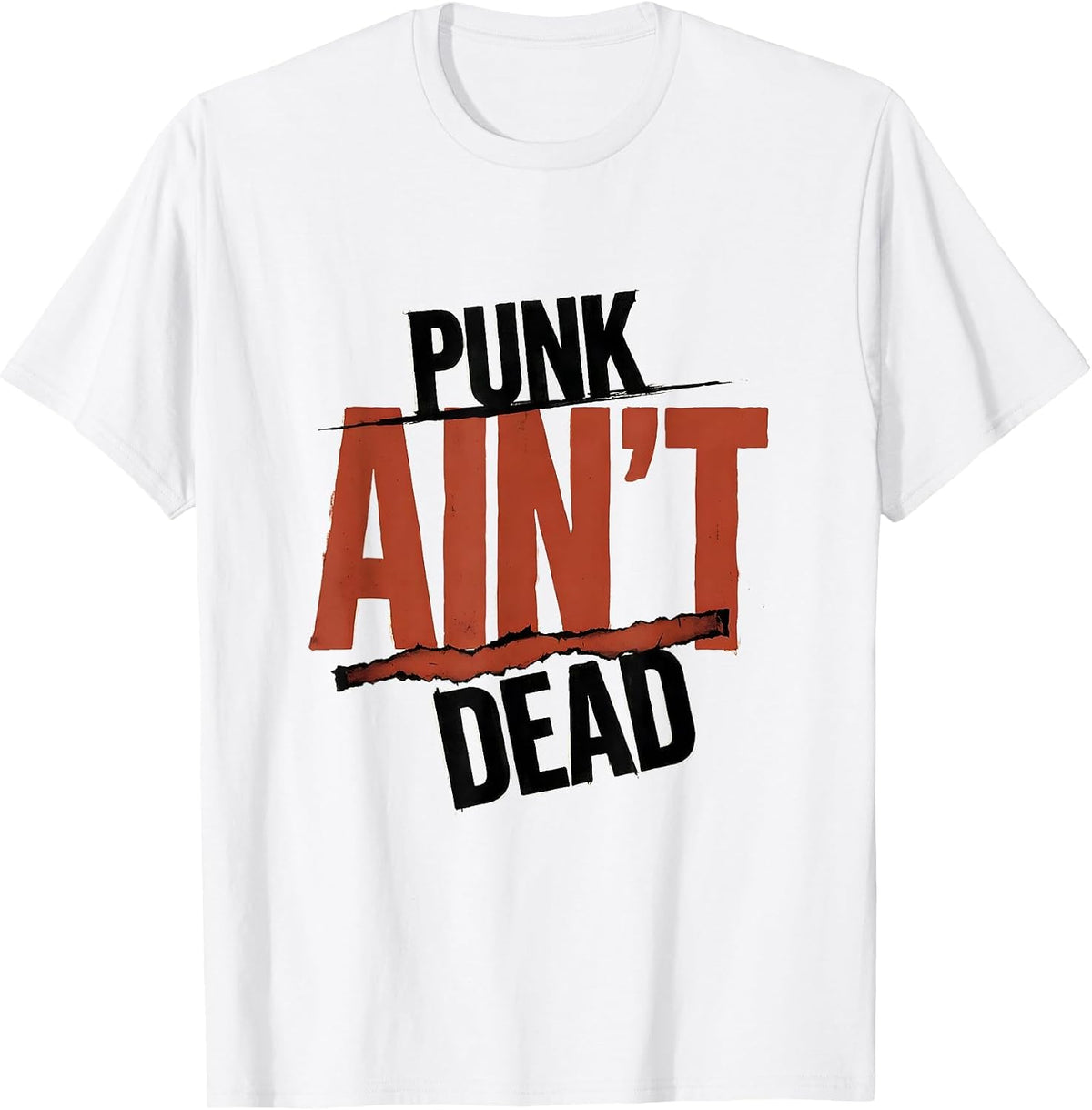 Men's Punk Ain't Dead Vintage Punk Rock Fan Retro Music T-Shirt - White