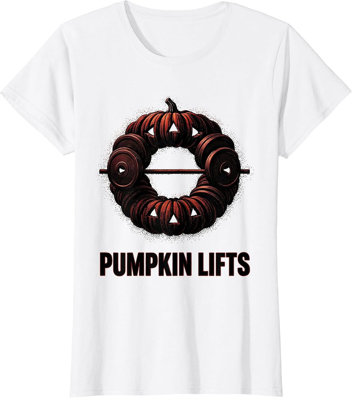 Women's Pumpkin Lifts Funny Gym Workout Halloween Weight Lifting Pun T-Shirt - White