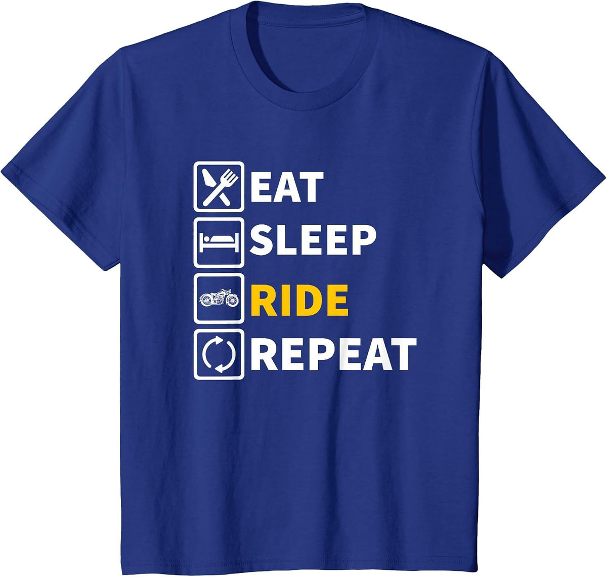 Eat Sleep Ride Motorcycle T-Shirt T-Shirt - Royal Blue