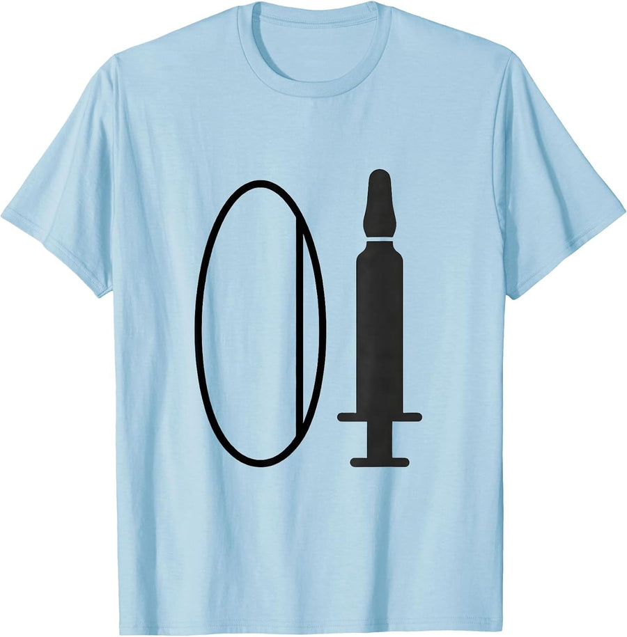 Men's Paramedic Syringe Oval Minimalist EMT Gift T-Shirt - Baby Blue