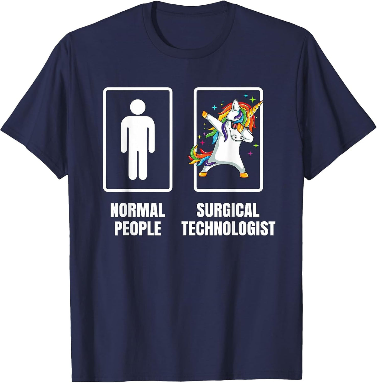 Dabbing Unicorn Surgical Technologist Scrub Tech Technician T-Shirt - Navy Blue