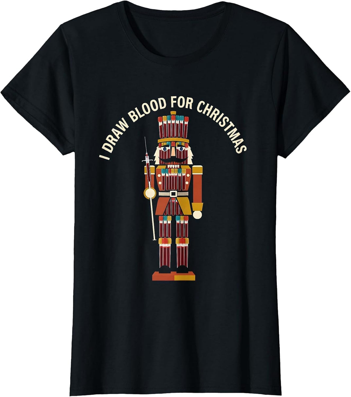 I Draw Blood For Christmas Midcentury Modern Phlebotomist T-Shirt - Black