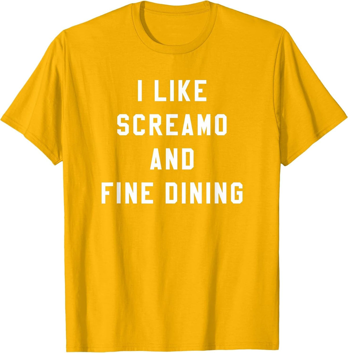 I Like Screamo and FINE Dining Funny Emo Goth Punk Music T-Shirt, Men, Golden Yellow, Small - As Pictured