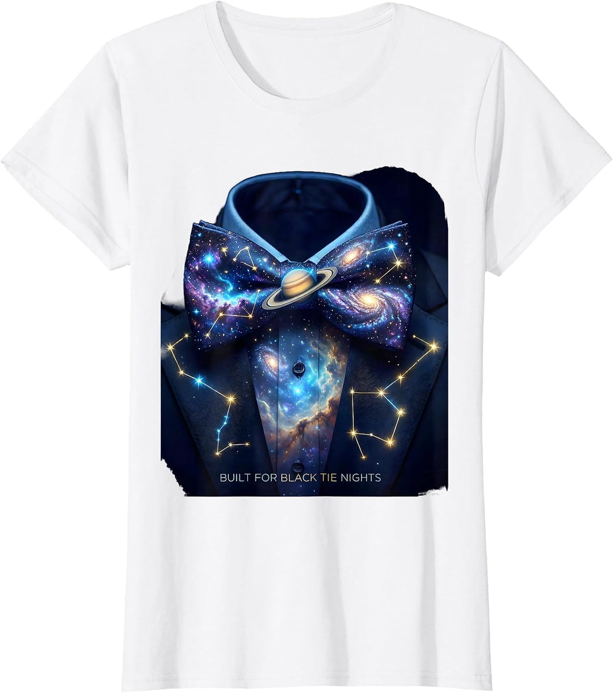 Women's Built for Black Tie Nights Tuxedo Graphic T-Shirt - White