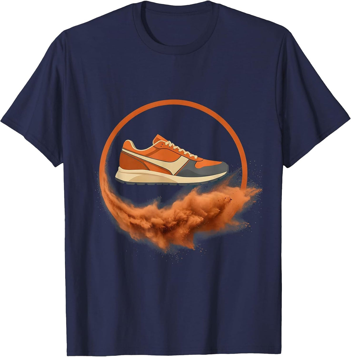 Clay Court Tennis Shoe Dust Drag Graphic T-Shirt - Navy Blue