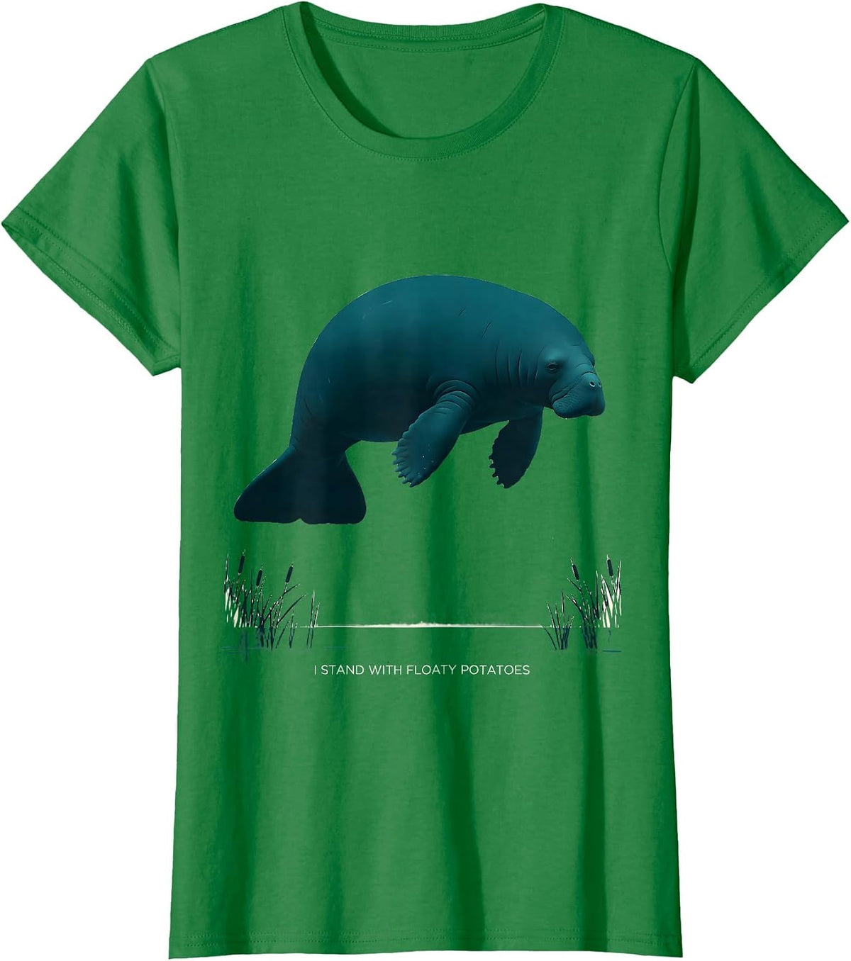 Women's I Stand With Floaty Potatoes Funny Manatee Lover Gift T-Shirt - Kelly Green