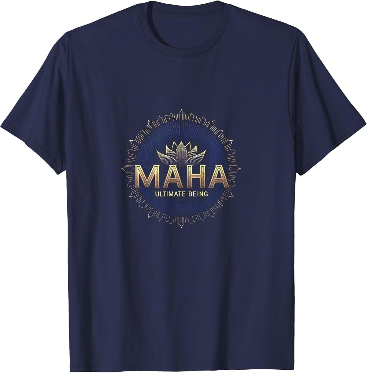Maha Ultimate Being - Lotus Spiritual Enlightenment Art T-Shirt - Navy Blue