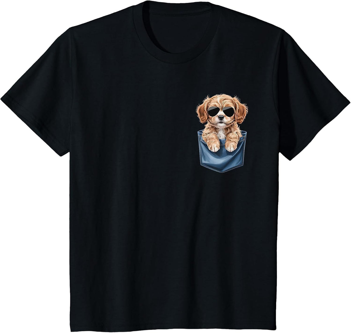 Cute Pocket Cavapoo Lover Doodle Dog Mom T-Shirt - Black