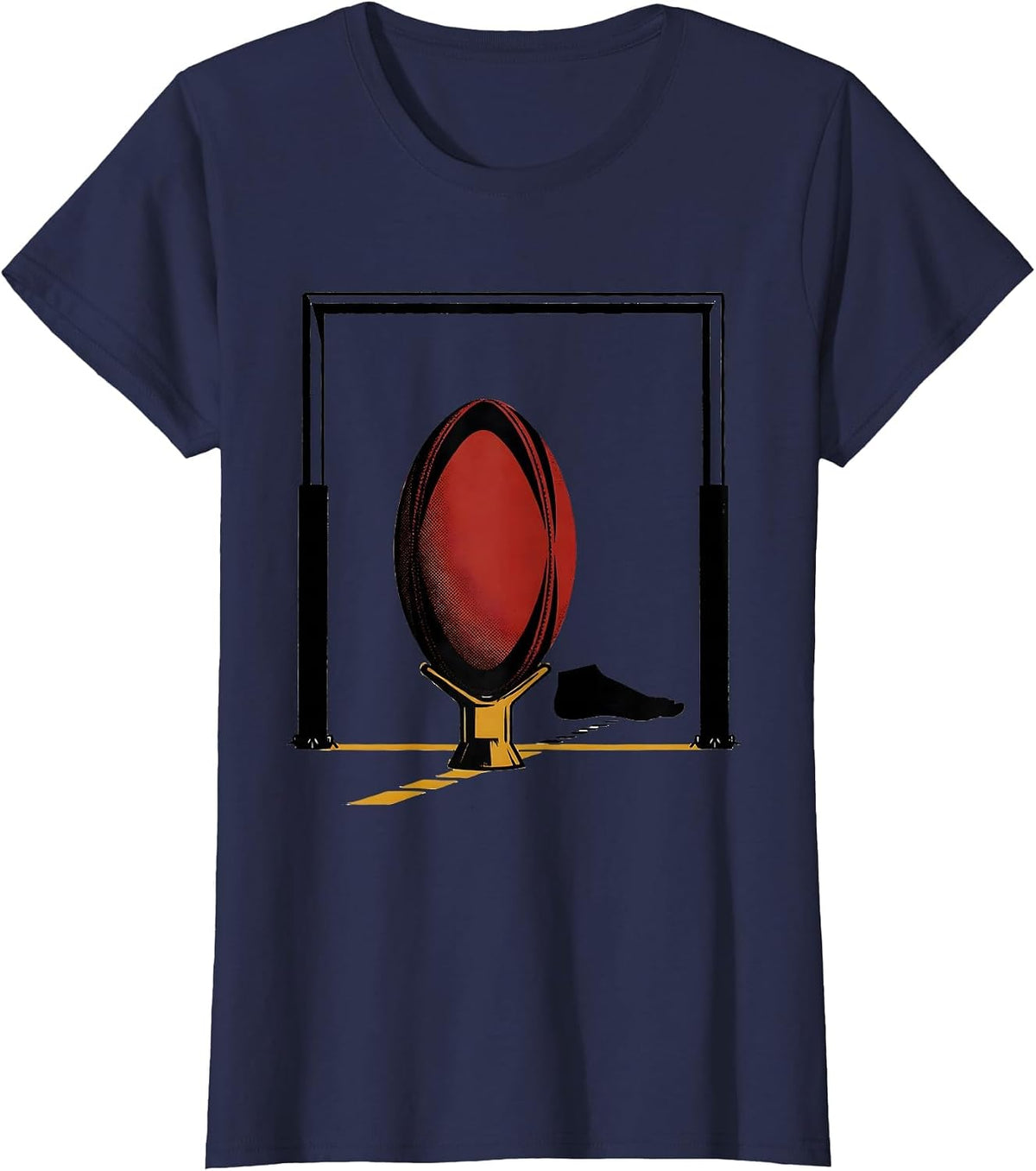 Women's Rugby Kicking Skill Tee Kicker Fan Humor T-Shirt - Navy Blue