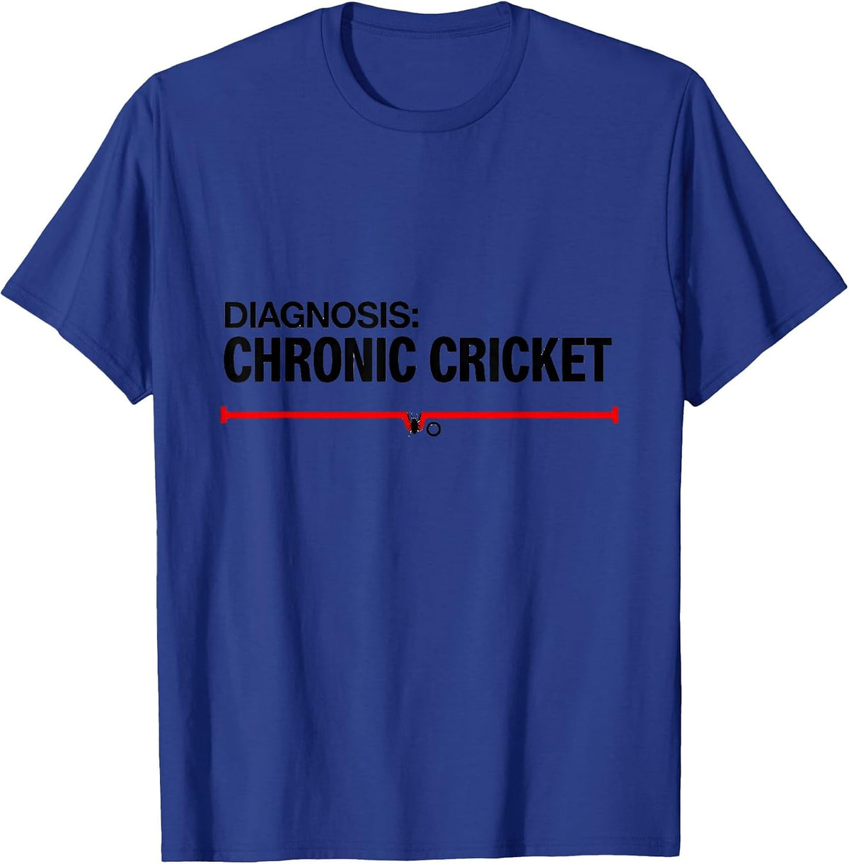Men's Diagnosis Chronic Cricket Hobby Heartbeat EKG Passion Gift T-Shirt - Royal Blue