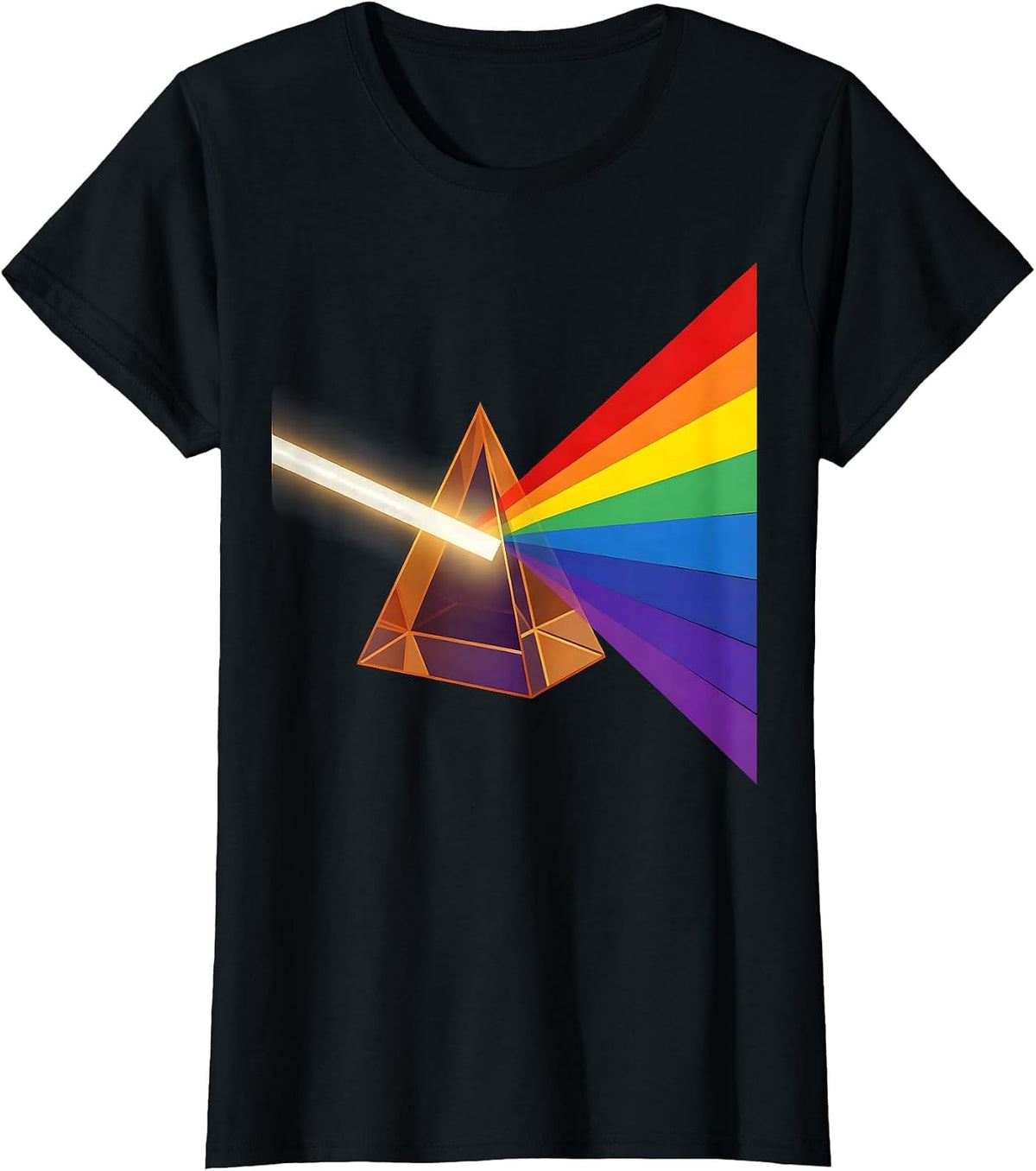 Women's Science Teacher Prism Rainbow Light Illustration T-Shirt - Black