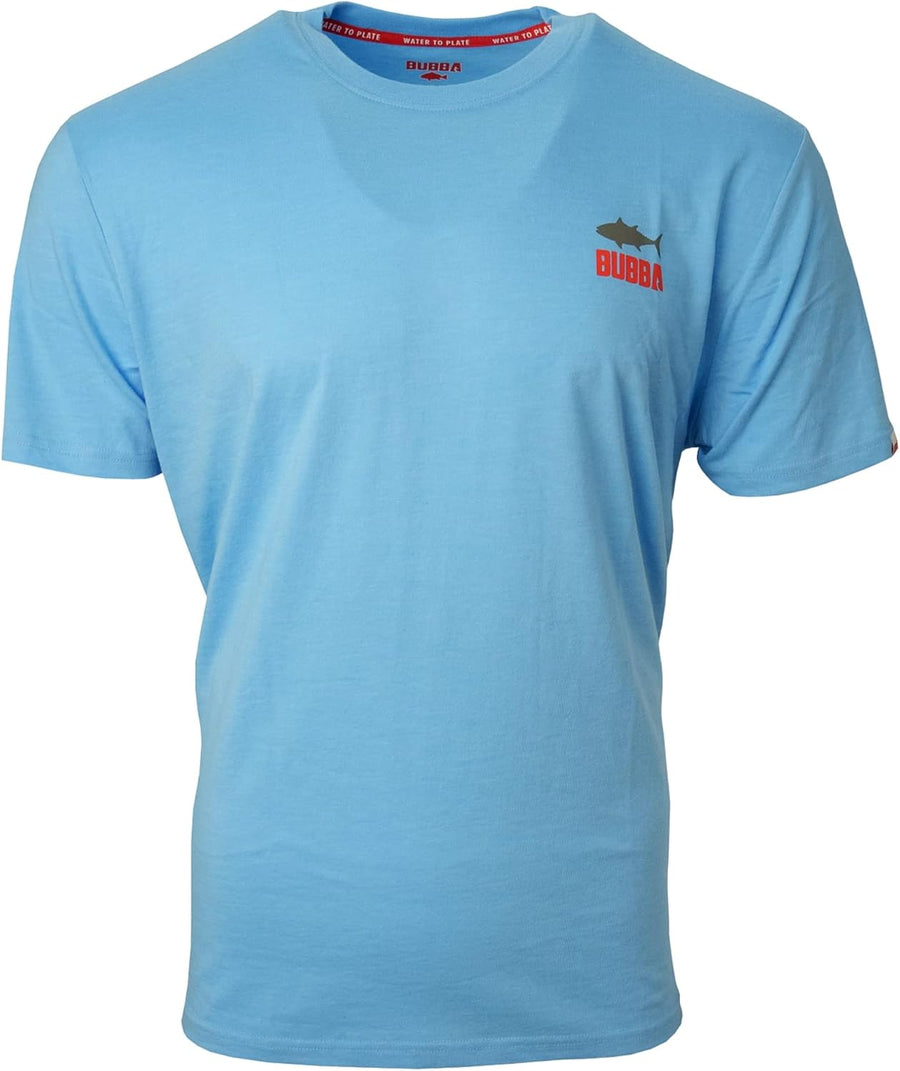 BUBBA Ultimate Lifestyle Fishing T-Shirt with Moisture Repellent, for Fishing, Boating, and Outdoors - 3X-Large Carolina Blue