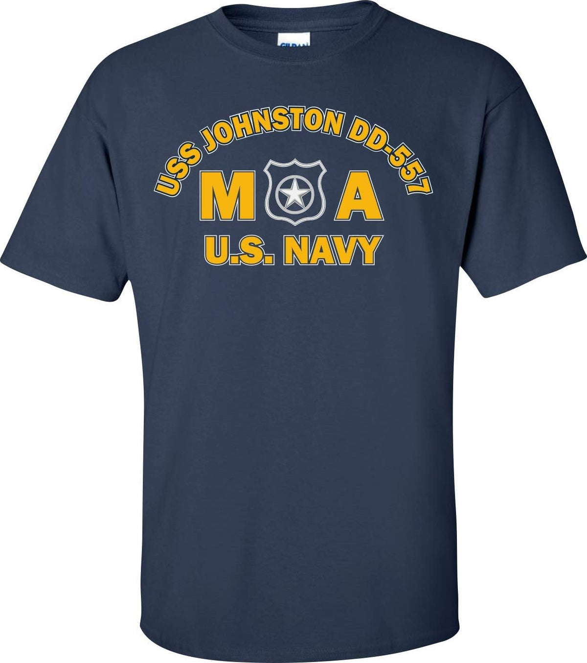 USS Johnston DD-557 Rate MA Master at Arms T-Shirt - Blue
