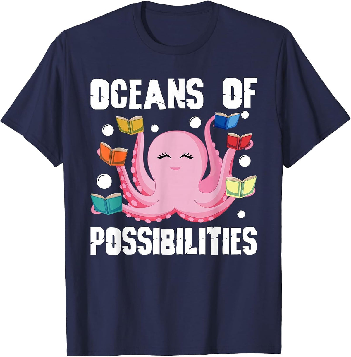 Oceans of Possibilities Summer Reading Octopus T-Shirt - Navy Blue