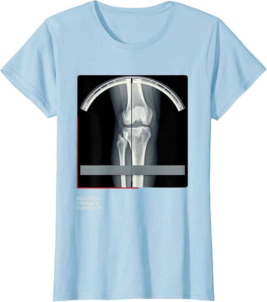 Women's Rad Tech I Radiate Positivity Humor Radiology Technologist T-Shirt - Baby Blue