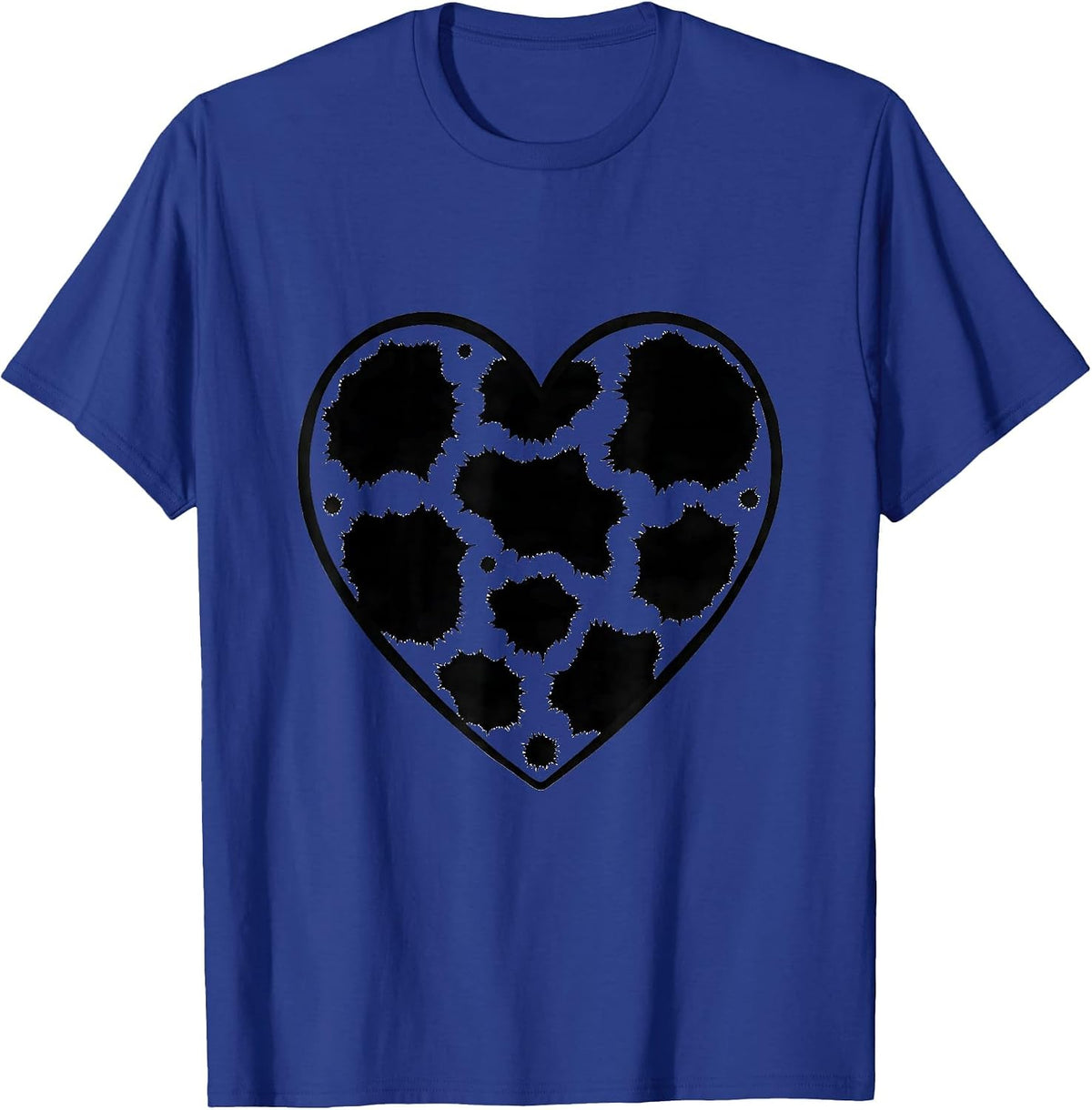 Men's Cow Print Heart Pattern Minimalist Animal Lover Graphic T-Shirt - Royal Blue