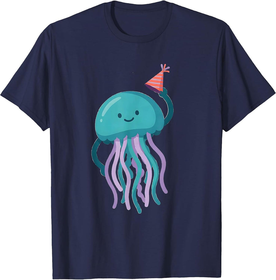 Proud Domed Jellyfish Whimsical Ocean Lover Birthday Gift T-Shirt - Navy Blue